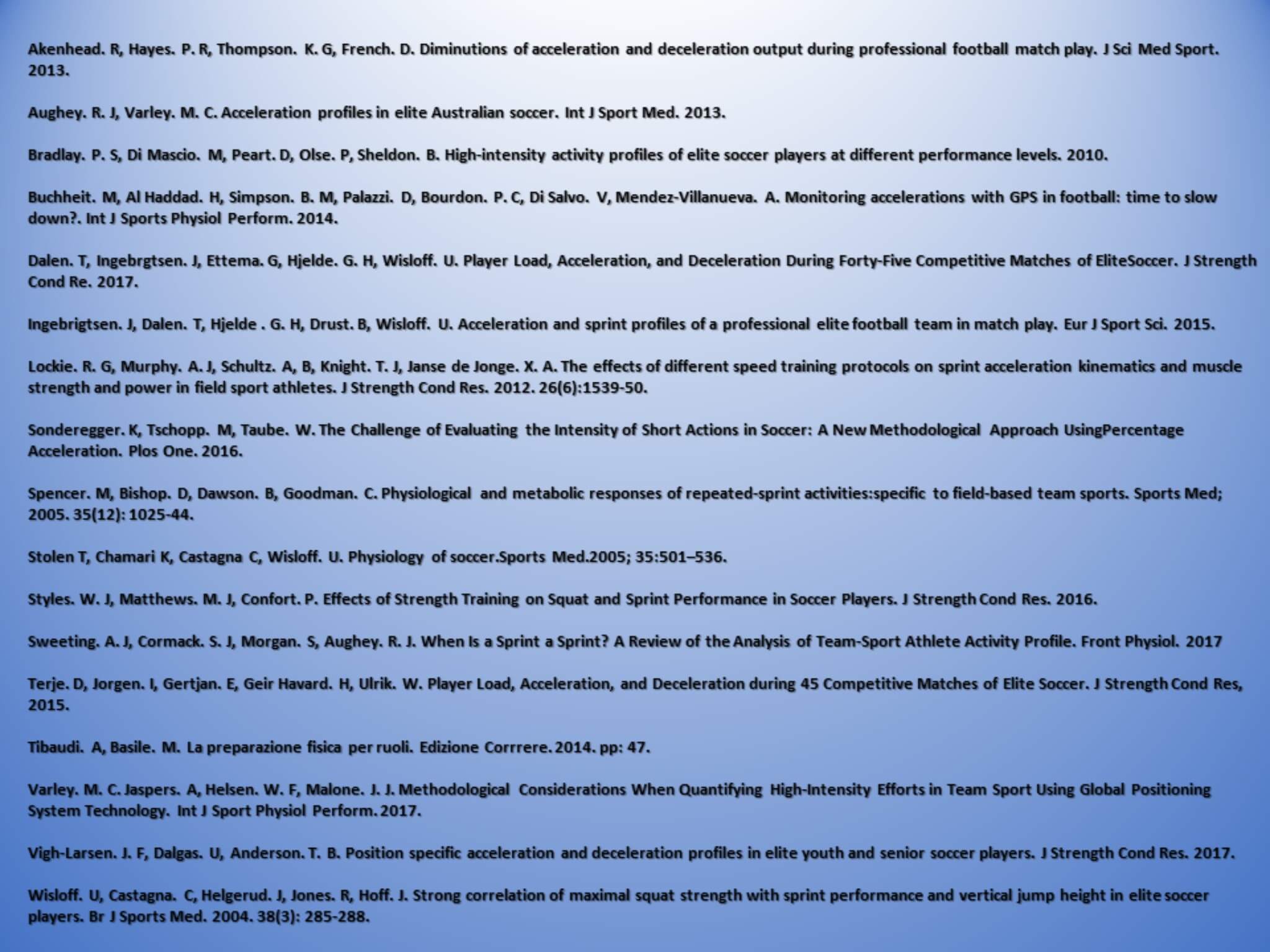 le accelerazioni nel calcio