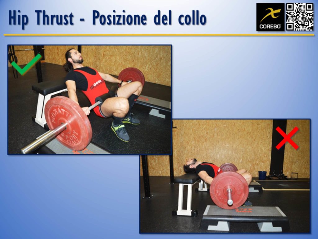 La posizione del collo all'Hip Thruster