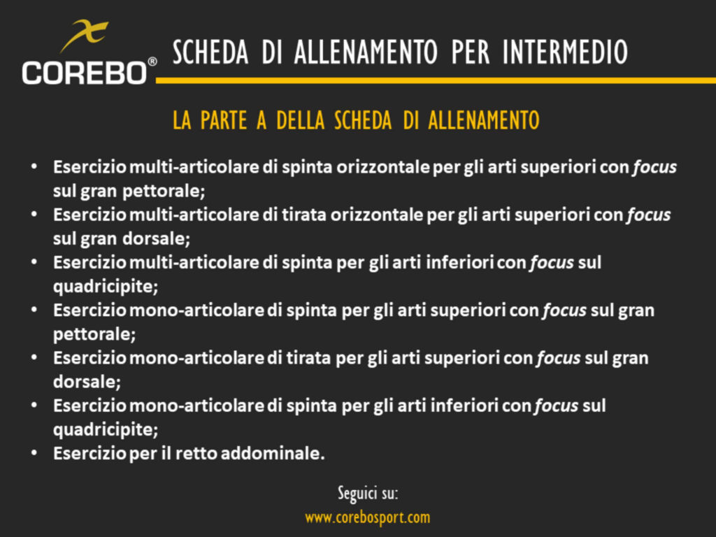 scheda di allenamento per intermedio