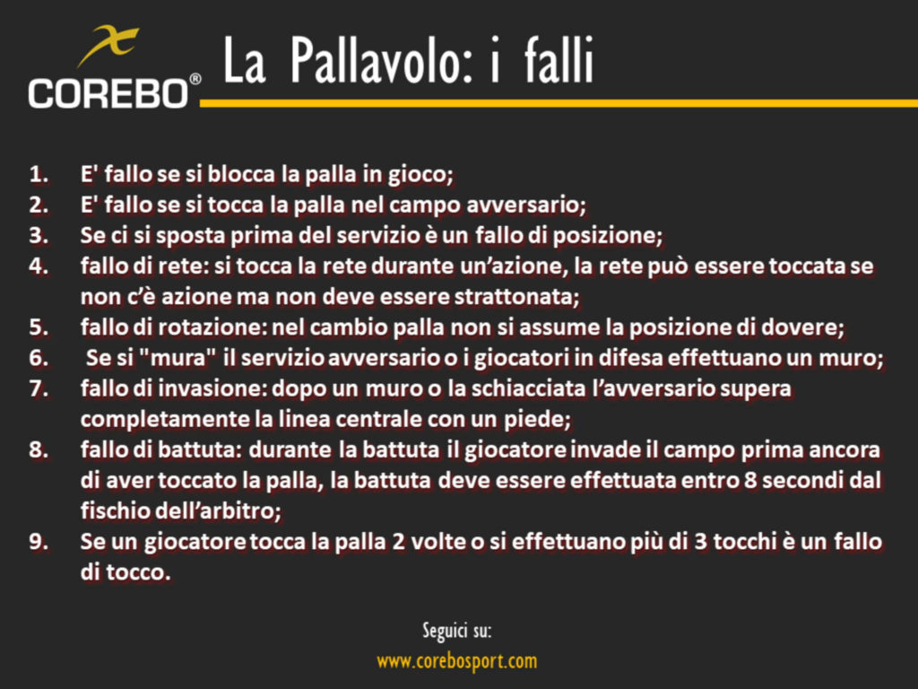 le regole della pallavolo i falli