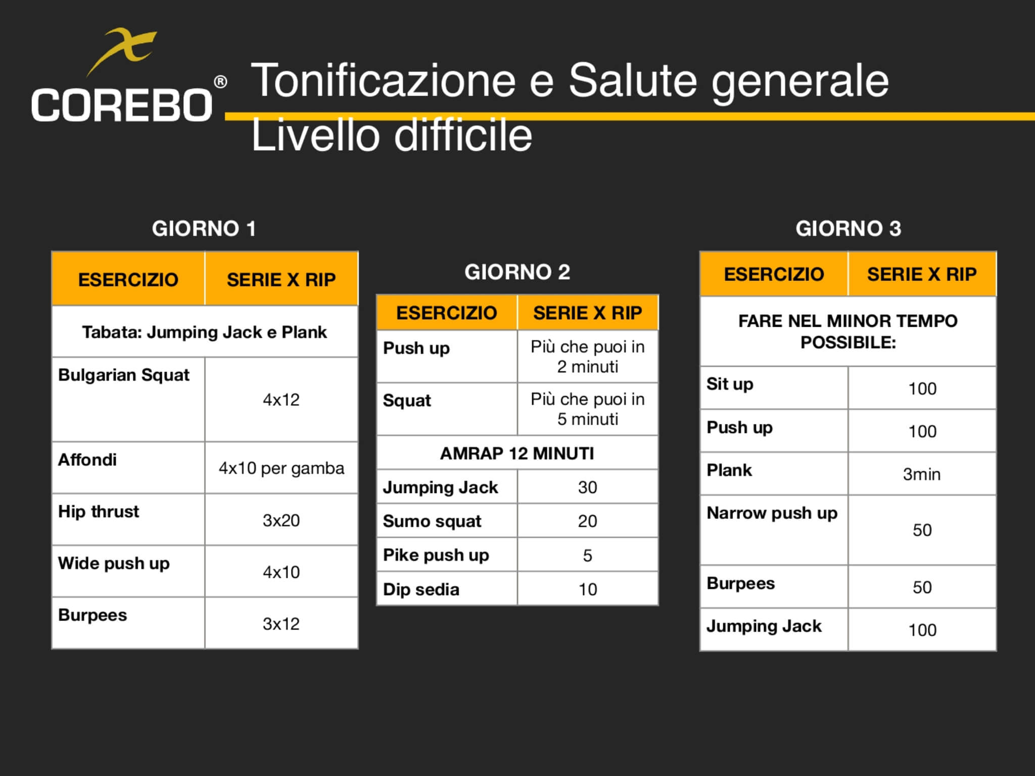 scheda allenamento a casa per tonificare livello difficile