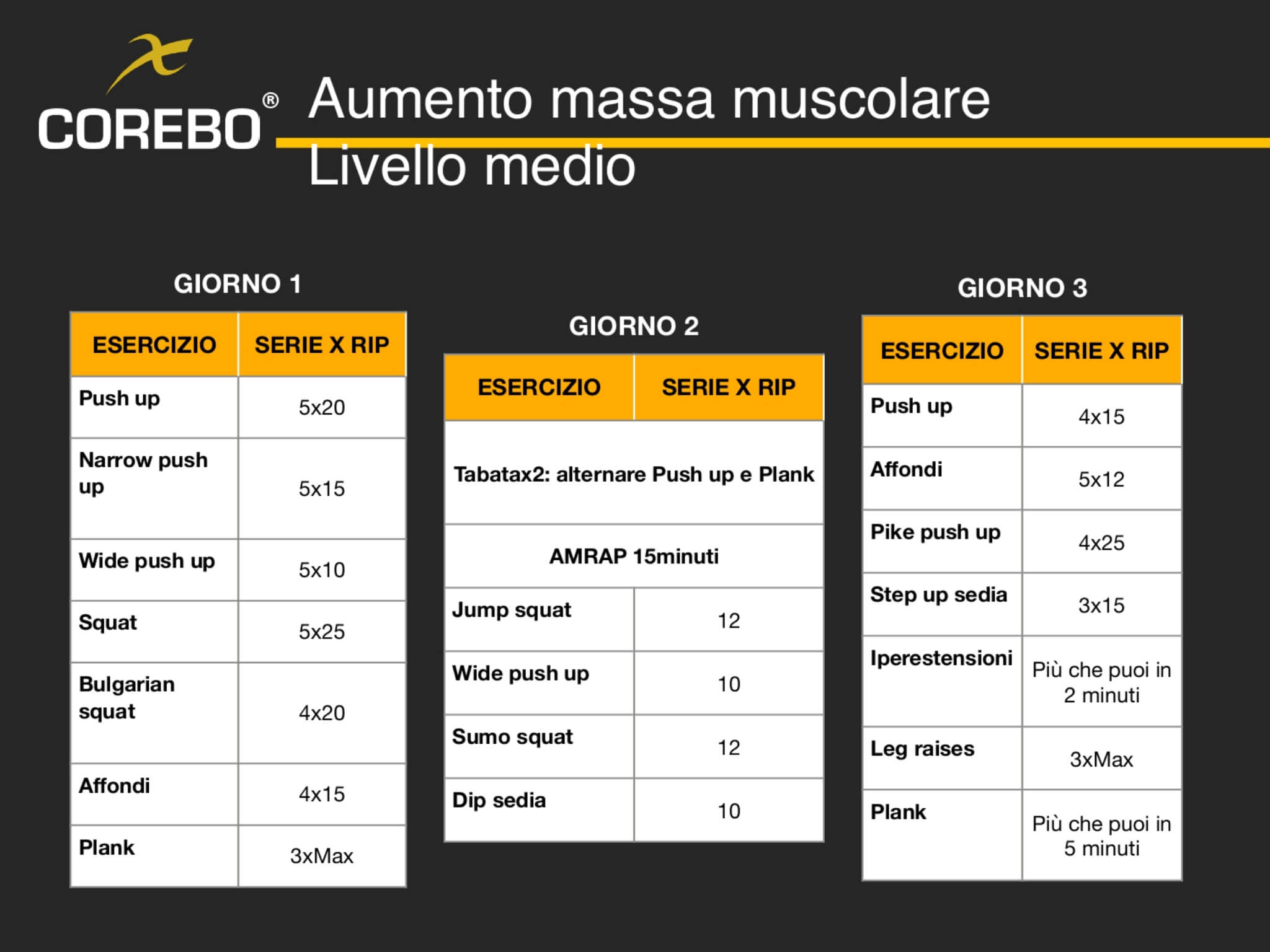 Schede allenamento a casa aumento massa muscolare intermedio