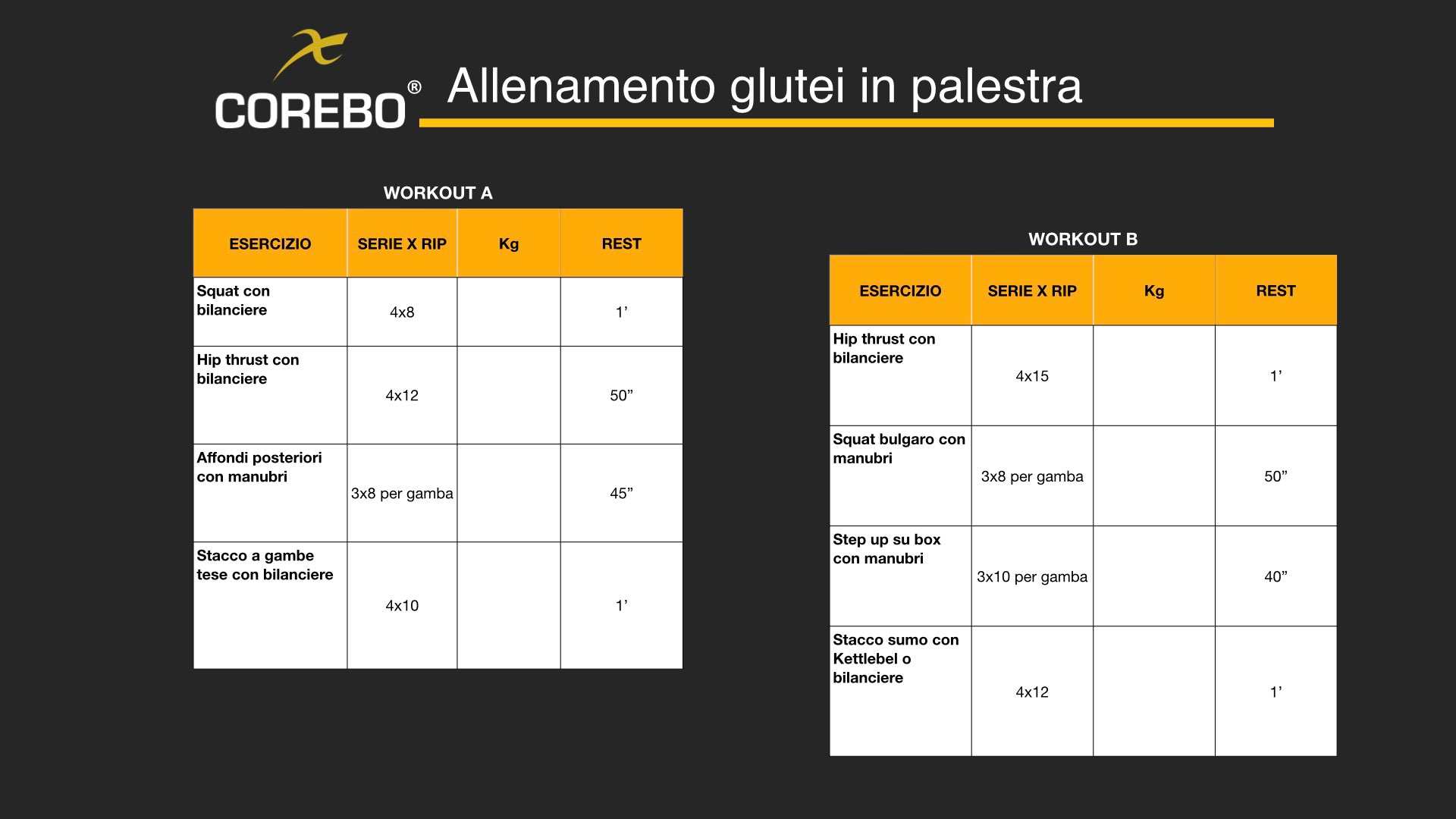 Scheda allenamento glutei in palestra